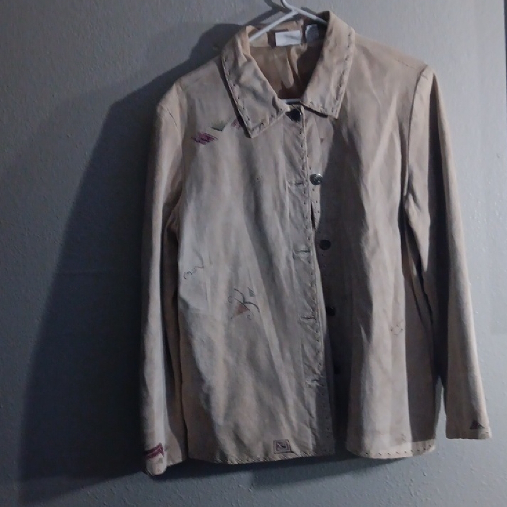 Chico's Beige Utility Jacket Size 2 With Pockets